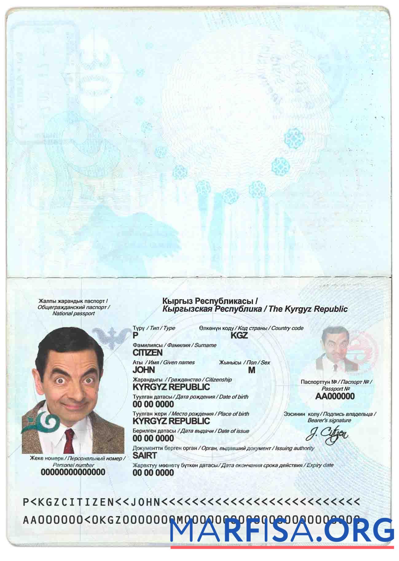 Realistic Kyrgyzstan passport download for verification